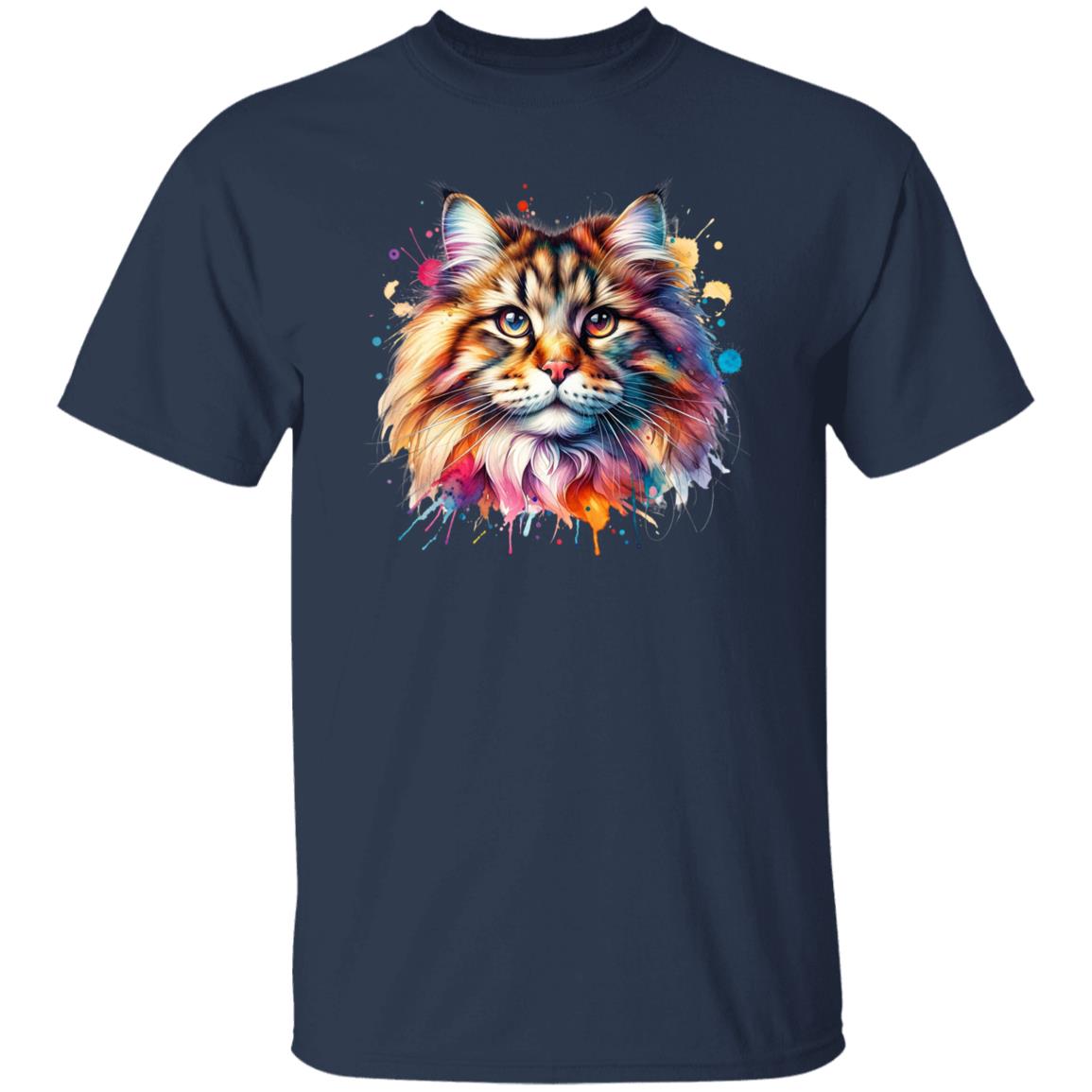 Norvegian Forest Cat Color Splash Unisex T-Shirt Black Navy Dark Heather-Family-Gift-Planet