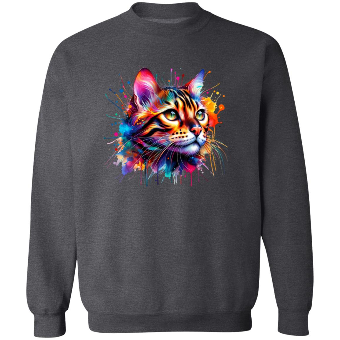 Bengal Cat mama Color Splash Unisex Sweatshirt Black Navy Dark Heather-Family-Gift-Planet