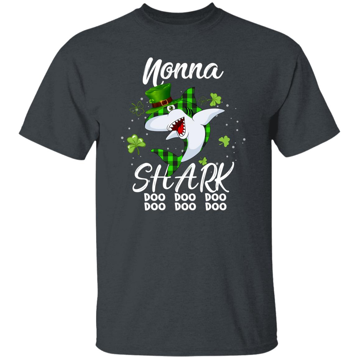 Nonna Shark Doo Irish St Patrick Day Unisex t-shirt Grandmother shark 4XL 5XL 6XL-Dark Heather-Family-Gift-Planet