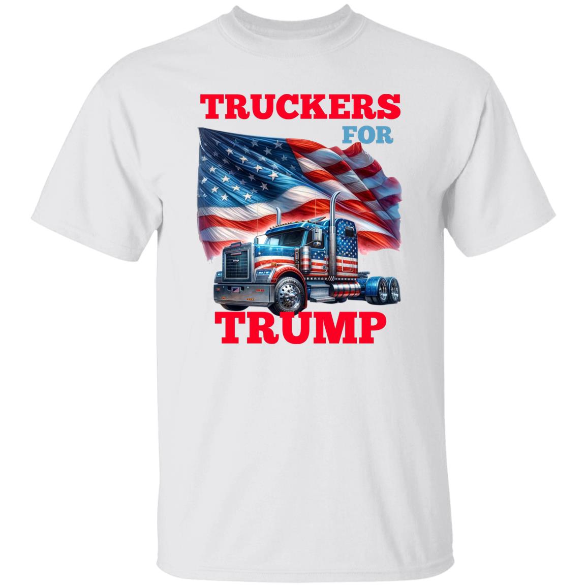Truckers For Trump T-Shirt Patriotic American Unisex tee Black White Dark Heather-White-Family-Gift-Planet