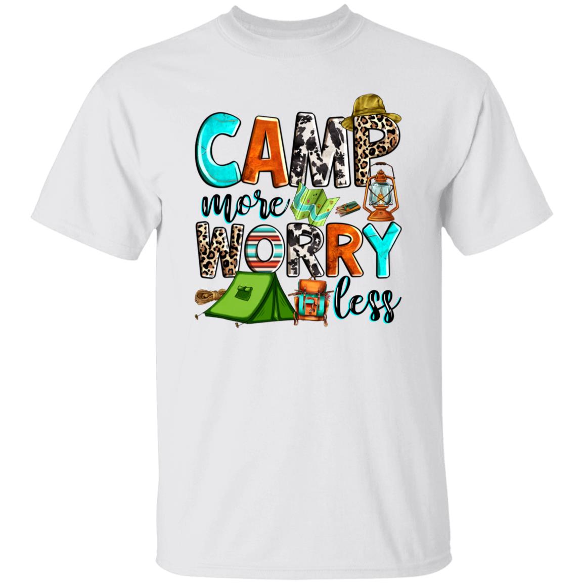Camp more worry less T-Shirt Camper Unisex tee White Sand Sport Grey-Family-Gift-Planet