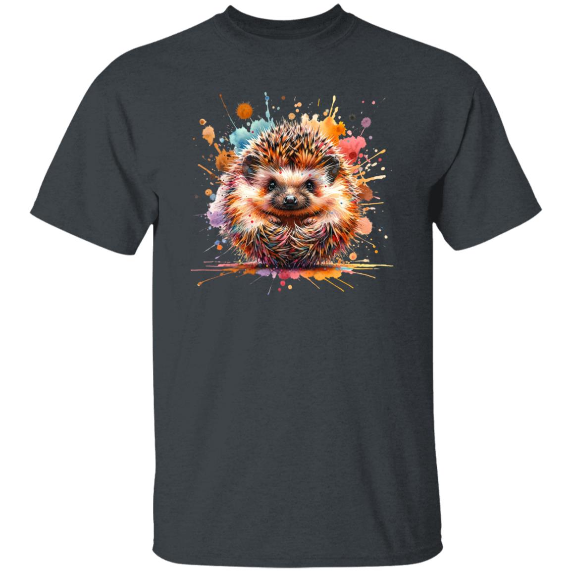 Artistic Hedgehog Color Splash Unisex T-shirt Black Navy Dark Heather-Family-Gift-Planet