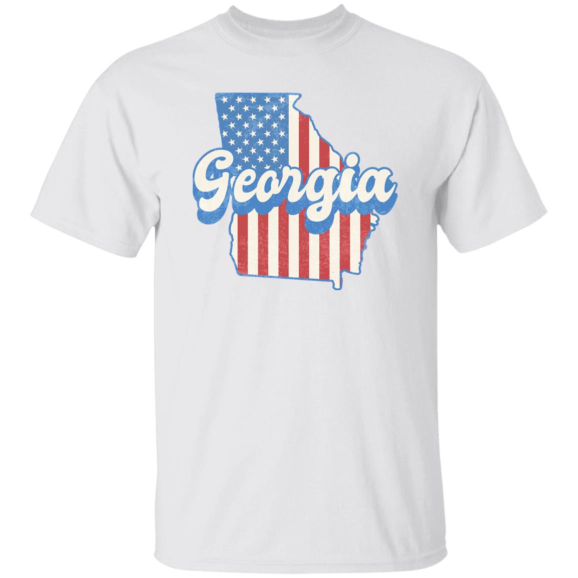 Georgia US flag Unisex T-Shirt American patriotic GA state tee White Ash Blue-White-Family-Gift-Planet