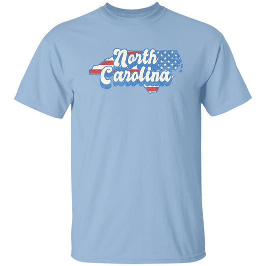 North Carolina US flag Unisex T-Shirt American patriotic NC state tee White Ash Blue-Light Blue-Family-Gift-Planet