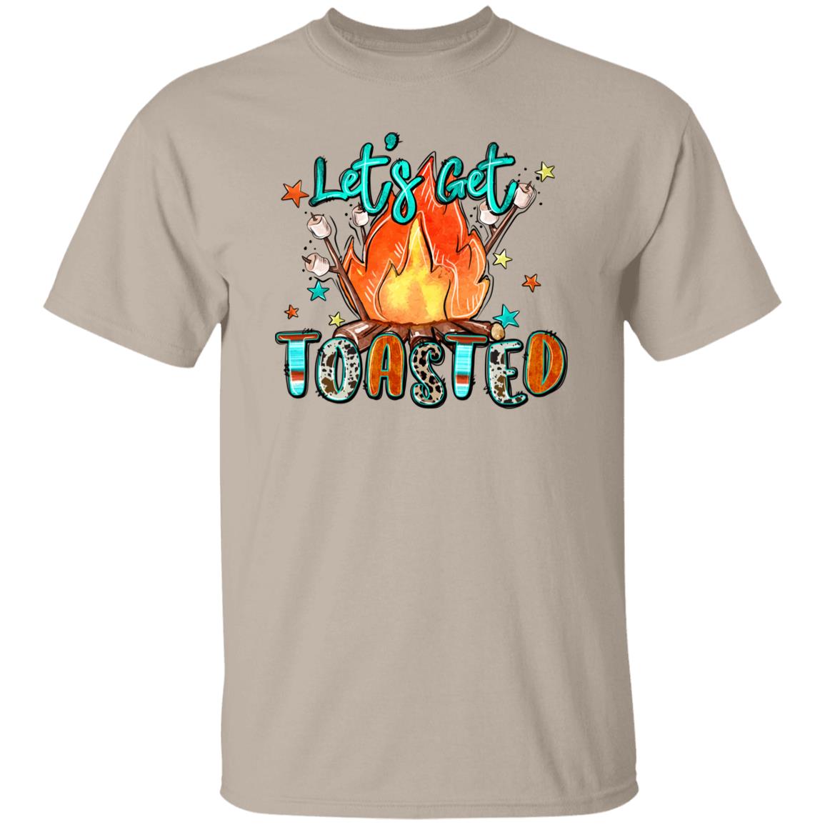 Lets get toasted T-Shirt gift Summer fire camp marshmallow Unisex Tee Sand White Sport Grey-Family-Gift-Planet