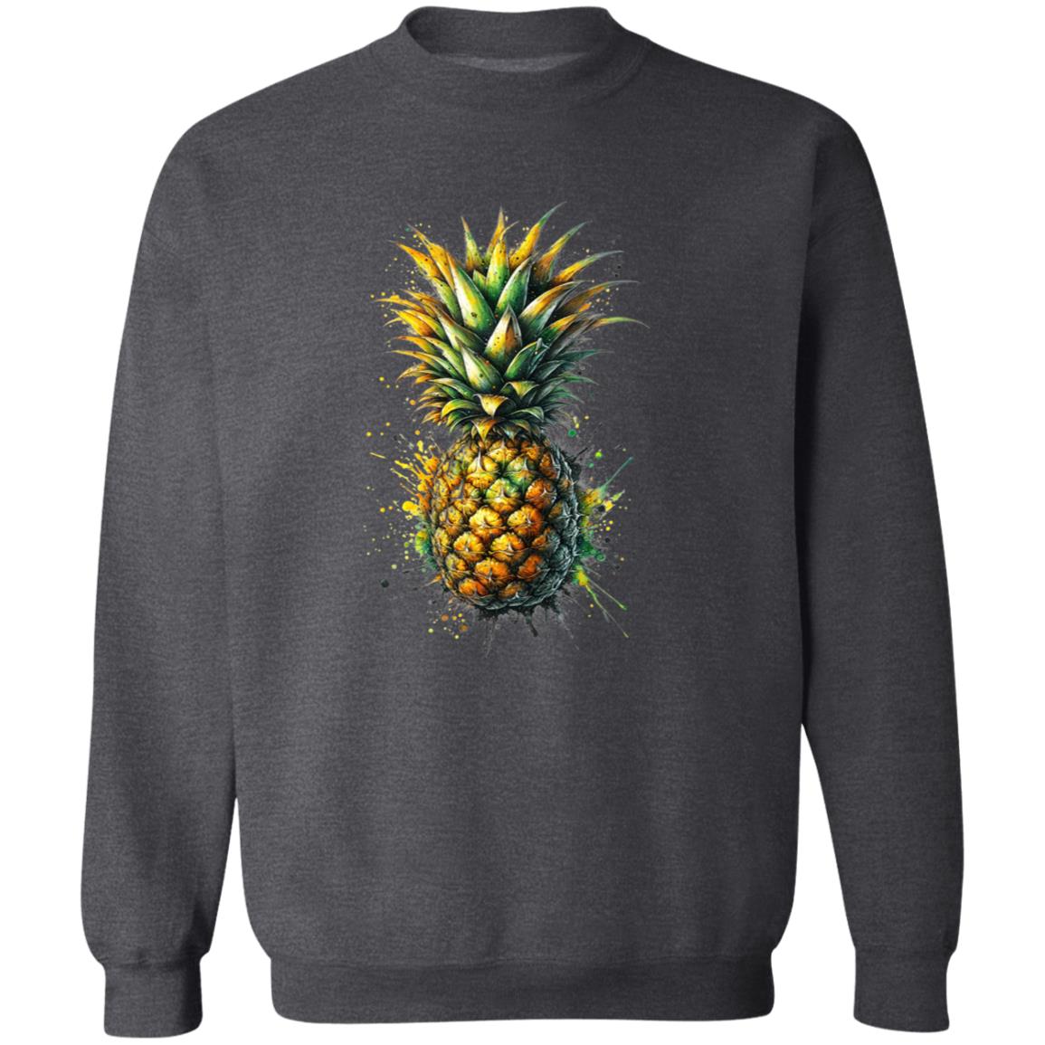 Artistic Pineapple Color Splash Unisex Sweatshirt Black Navy Dark Heather-Family-Gift-Planet
