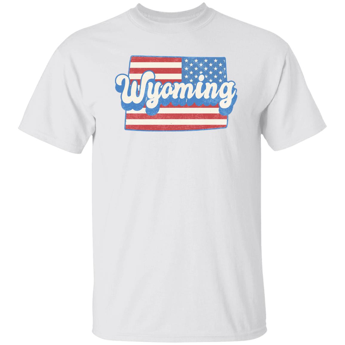 Wyoming US flag Unisex T-Shirt American patriotic WY state tee White Ash Blue-White-Family-Gift-Planet