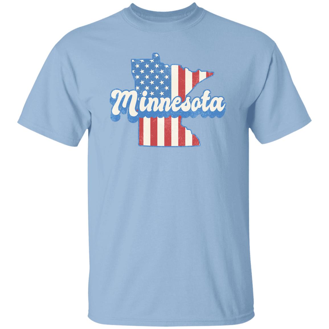 Minnesota US flag Unisex T-Shirt American patriotic MN state tee White Ash Blue-Light Blue-Family-Gift-Planet