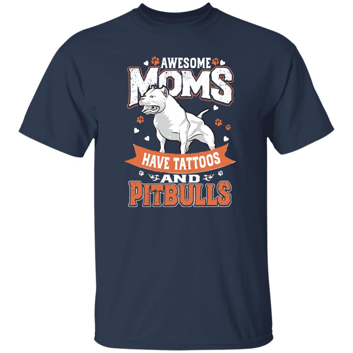 Tattooed Pitbull Mom T-Shirt gift Pitbull Dog mom Unisex tee Black Navy Dark Heather-Family-Gift-Planet