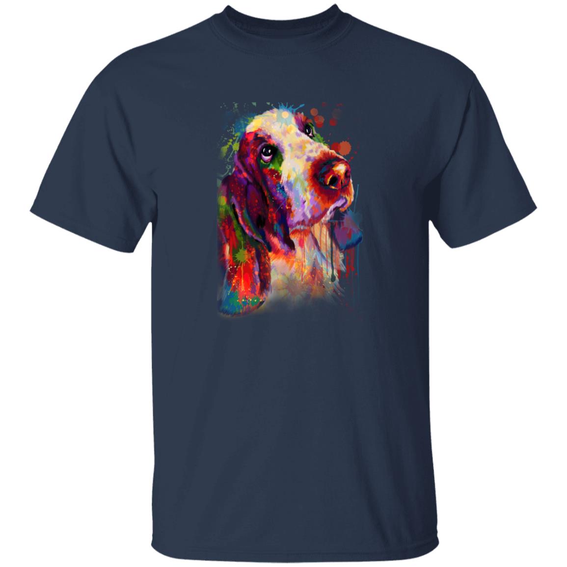 Watercolor Painting Basset Hound dog Unisex shirt S-2XL black navy dark heather-Navy-Family-Gift-Planet