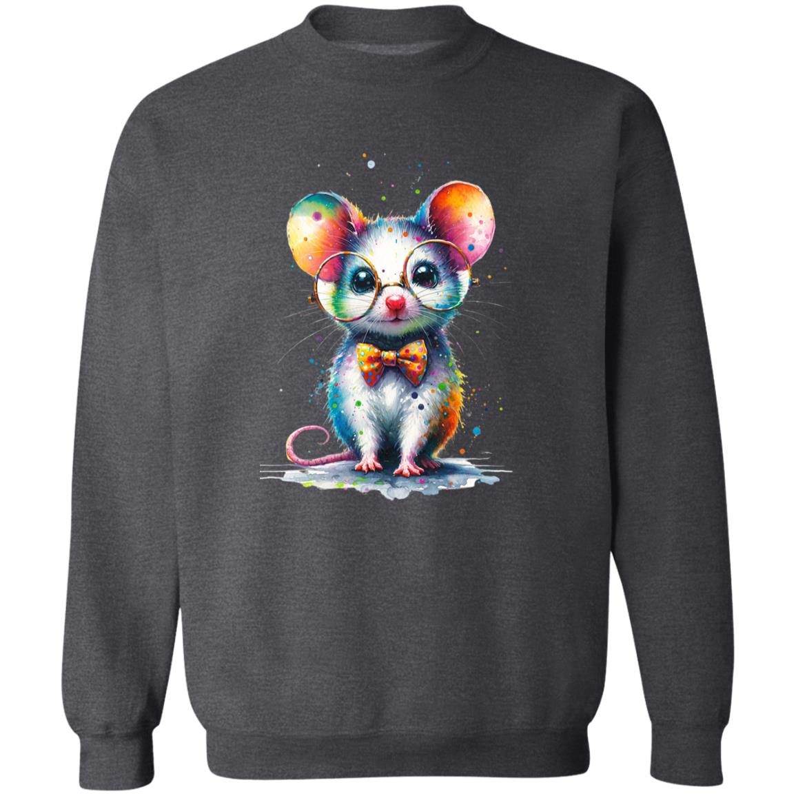 Cute inteligent mouse with glasses Color Splash Unisex Sweatshirt-Family-Gift-Planet