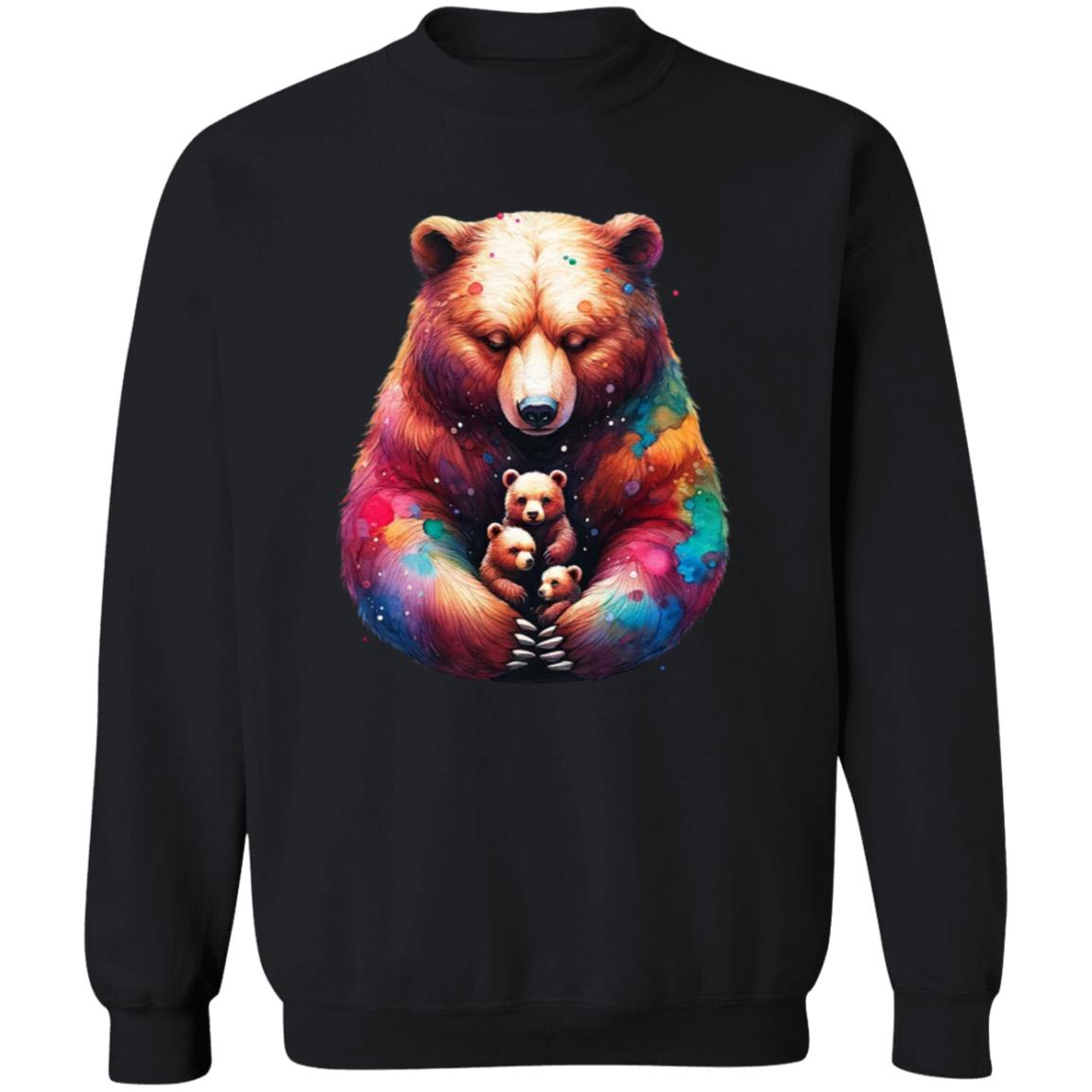 Mama Bear Mom of three Color Splash Unisex Sweatshirt Black Navy Dark Heather-Family-Gift-Planet