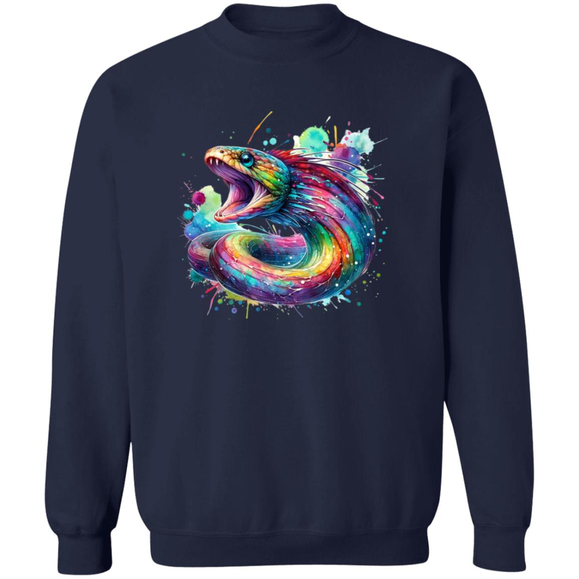 Artistic Gulper Eel Color Splash Unisex Sweatshirt Black Navy Dark Heather-Family-Gift-Planet