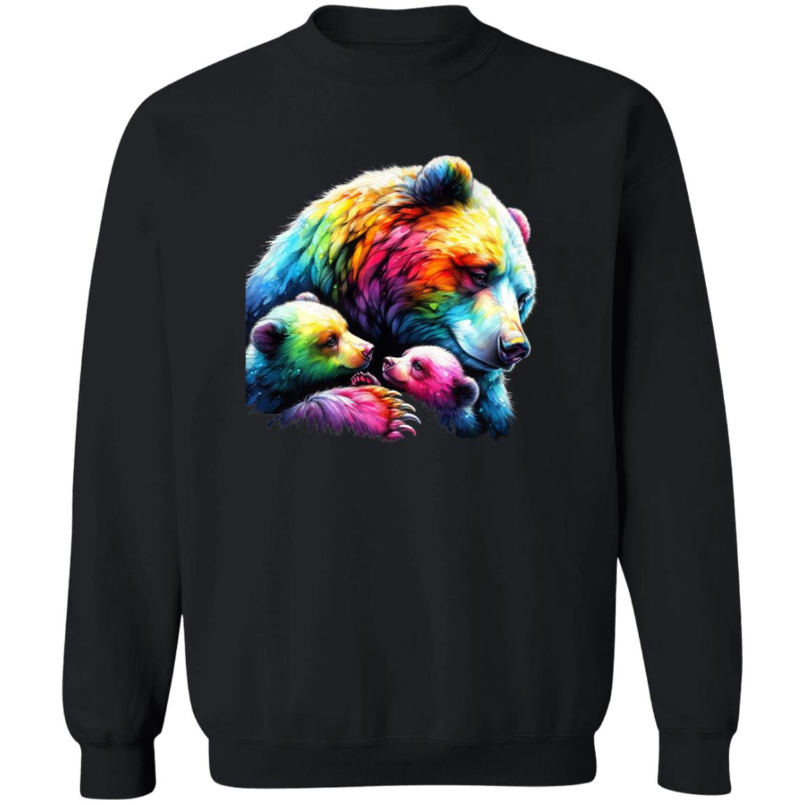 Mama Bear Mom of two Colorful Unisex Sweatshirt Black Navy Dark Heather-Family-Gift-Planet