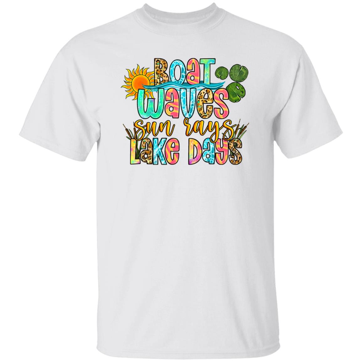 Boat waves sun rays lake days T-Shirt Summer Holiday Unisex tee Sand White Sport Grey-Family-Gift-Planet