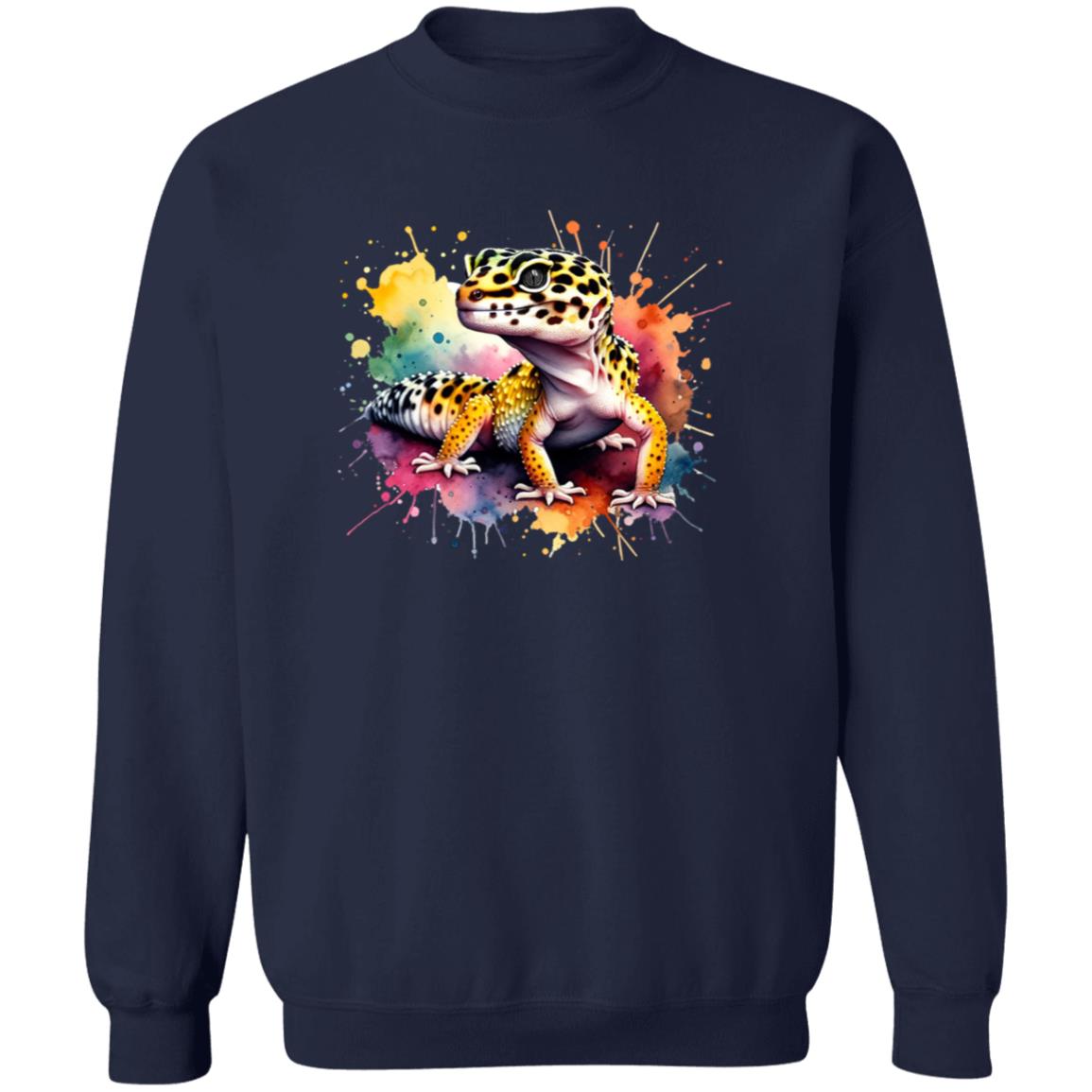 Leopard Gecko Color Splash Unisex Sweatshirt Black Navy Dark Heather-Family-Gift-Planet