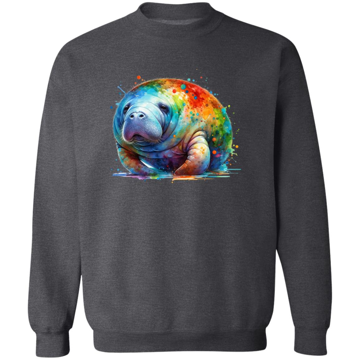 Artistic Manatee Color Splash Unisex Sweatshirt Black Navy Dark Heather-Family-Gift-Planet