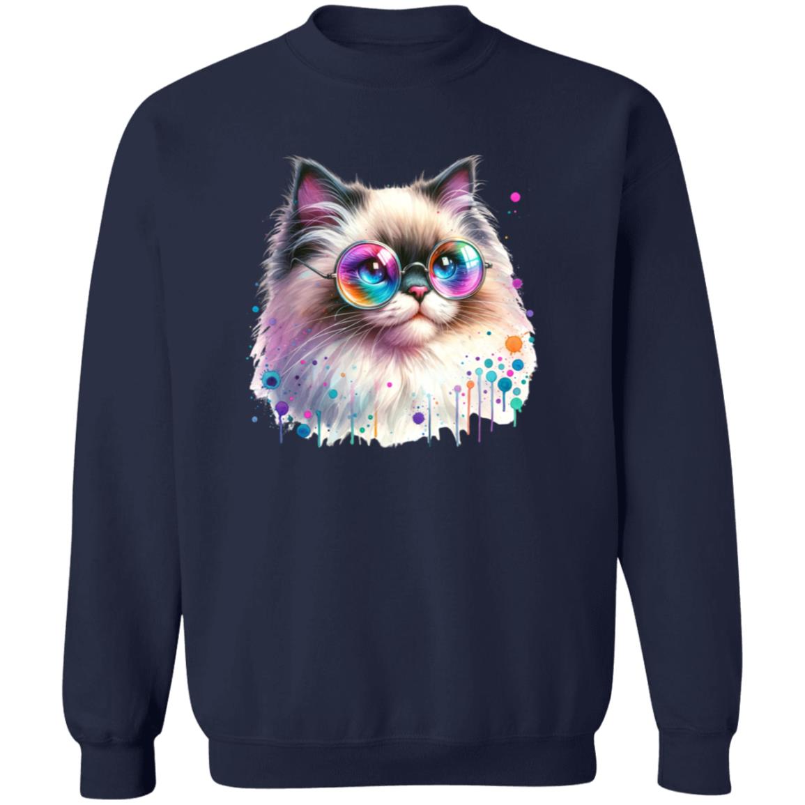 Ragdoll kitten with colorful glasses Color Splash Unisex Sweatshirt-Family-Gift-Planet