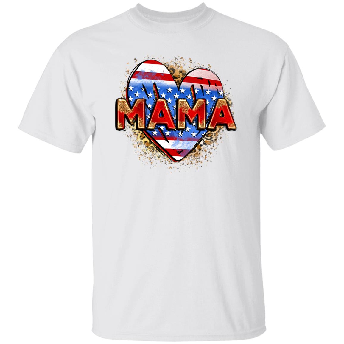 American Mama heart T-Shirt US flag heart mom Unisex tee White Sand Grey-Family-Gift-Planet