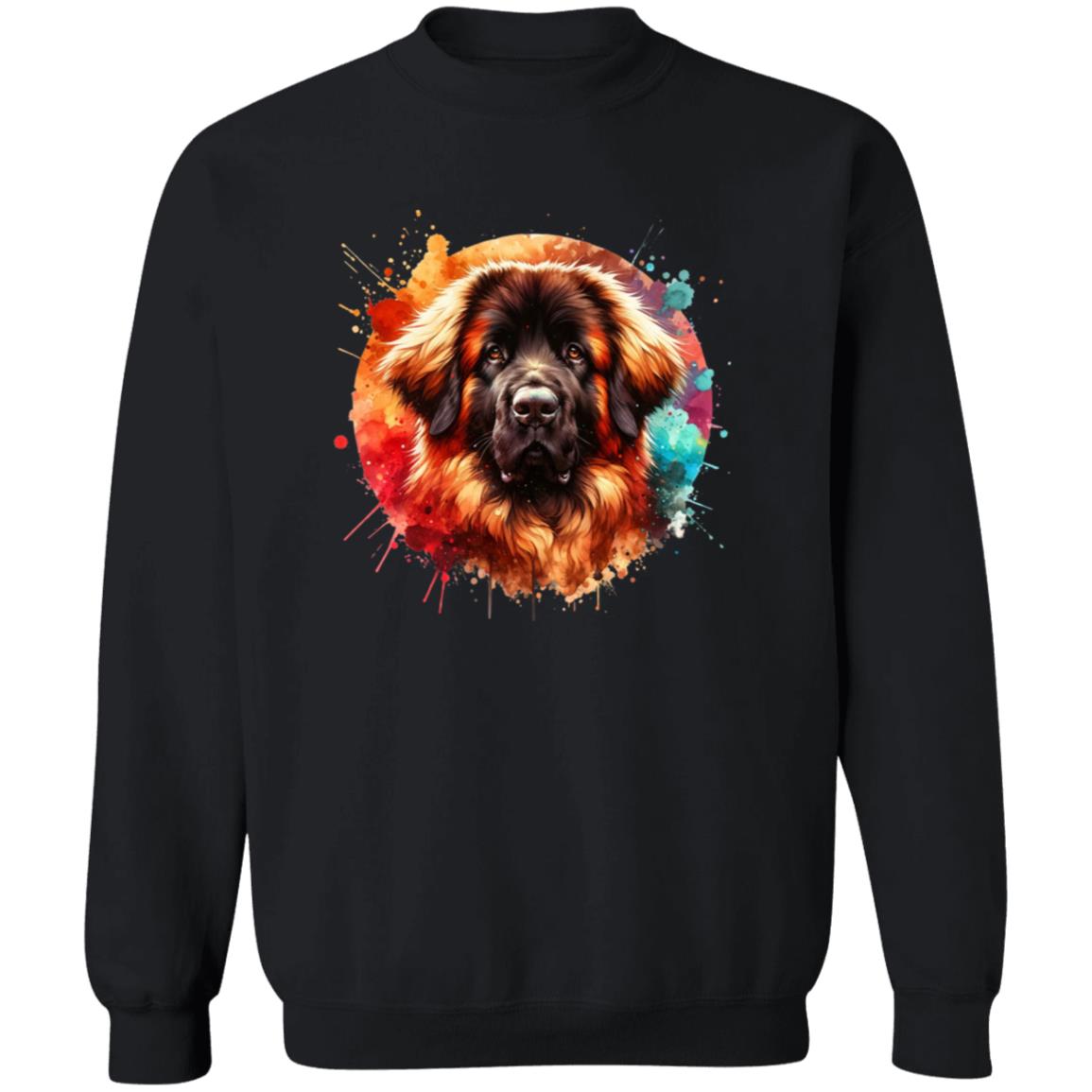 Artistic Leonberger Color Splash Unisex Sweatshirt Black Navy Dark Heather-Family-Gift-Planet