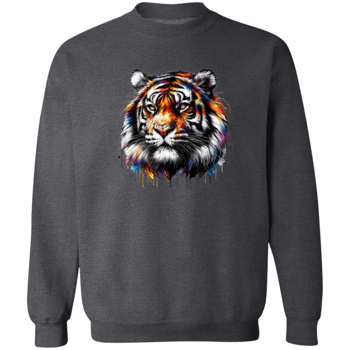 Vibrant Tiger Unisex Sweatshirt Animal lover crewneck Black Navy Dark Heather-Family-Gift-Planet