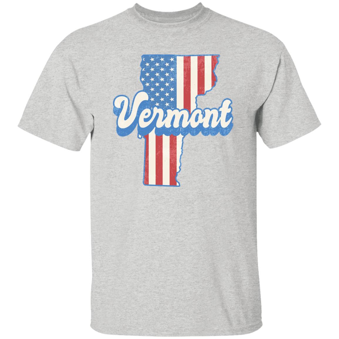 Vermont US flag Unisex T-Shirt American patriotic VT state tee White Ash Blue-Ash-Family-Gift-Planet