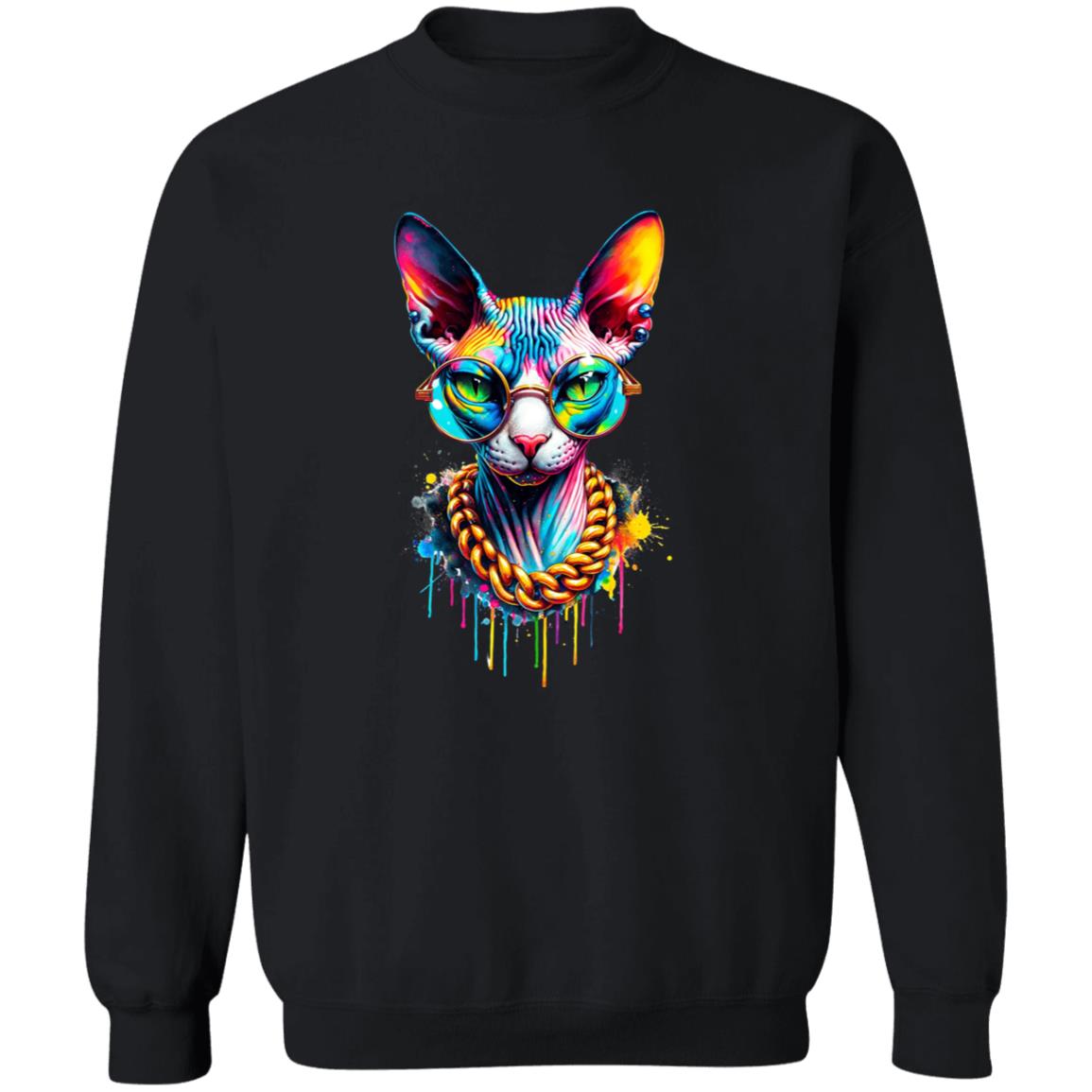 Sphynx hip style Color Splash Unisex Sweatshirt Black Navy Dark Heather-Family-Gift-Planet