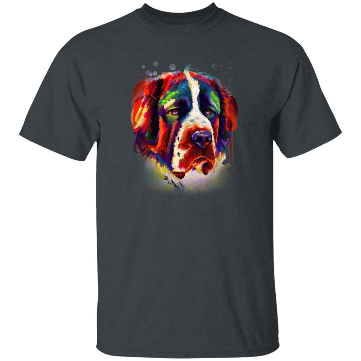 Watercolor Bernard dog Unisex shirt S-2XL black navy dark heather-Dark Heather-Family-Gift-Planet