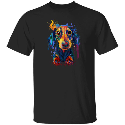 Watercolor Dachshund dog Unisex shirt S-2XL black navy dark heather-Black-Family-Gift-Planet