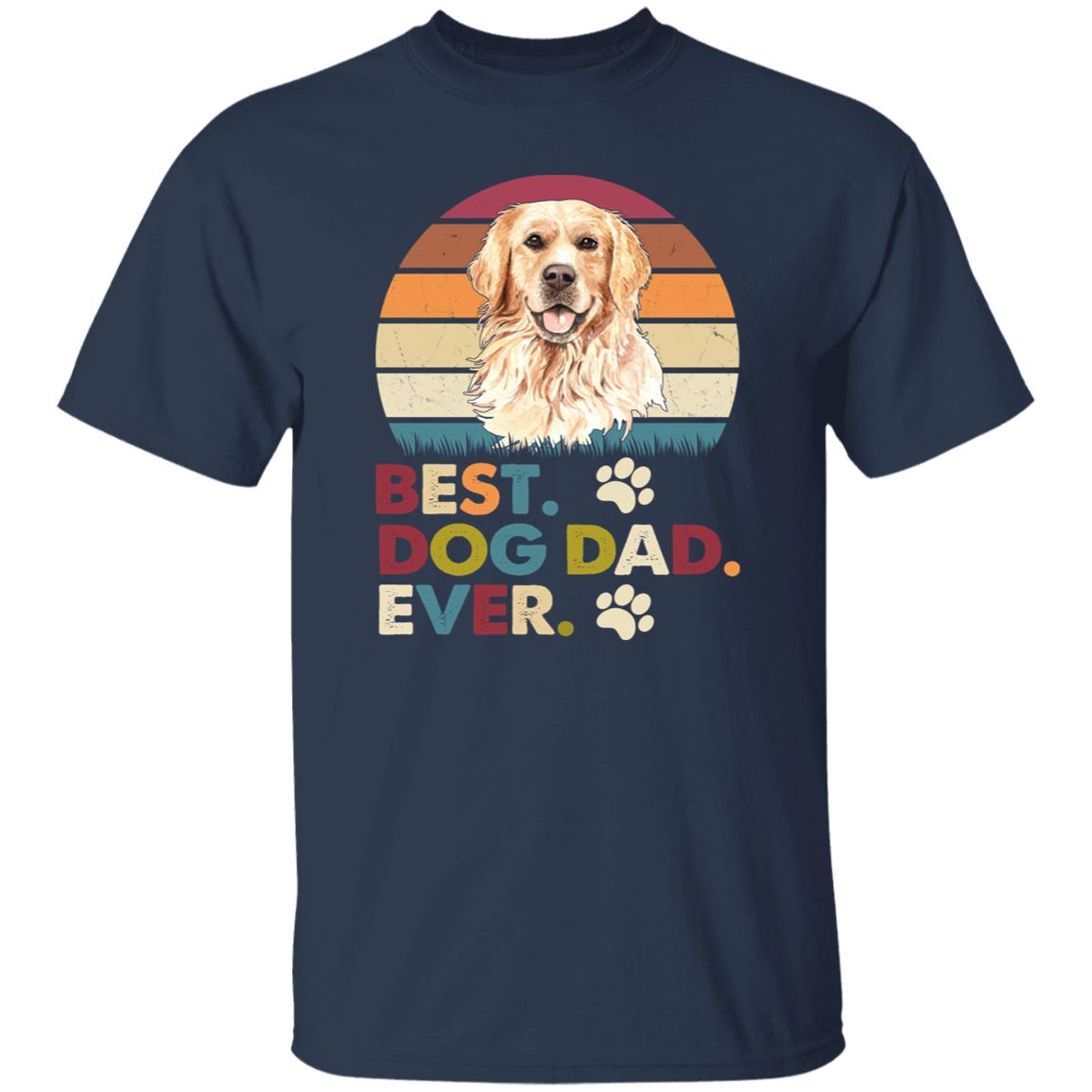 Best Dog Dad Ever T-Shirt gift Retro Golden retriever Dog owner Unisex Tee Black Navy Dark Heather-Navy-Family-Gift-Planet