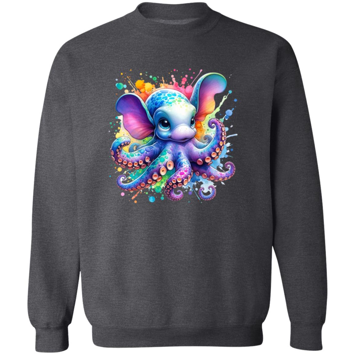 Artistic Dumbo Octopus Color Splash Unisex Sweatshirt Black Navy Dark Heather-Family-Gift-Planet