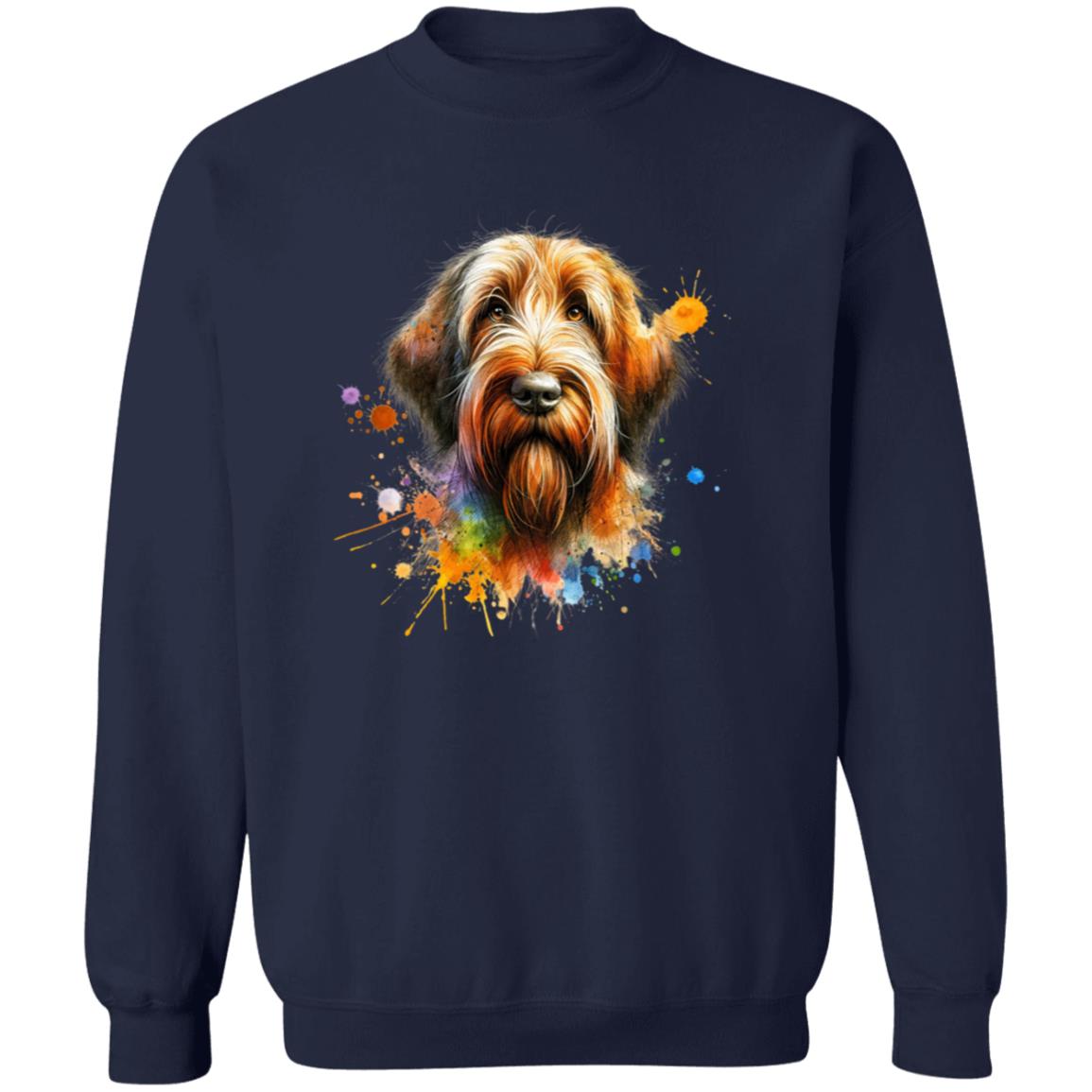 Spinone Italiano dog Color Splash Unisex Sweatshirt Black Navy Dark Heather-Family-Gift-Planet