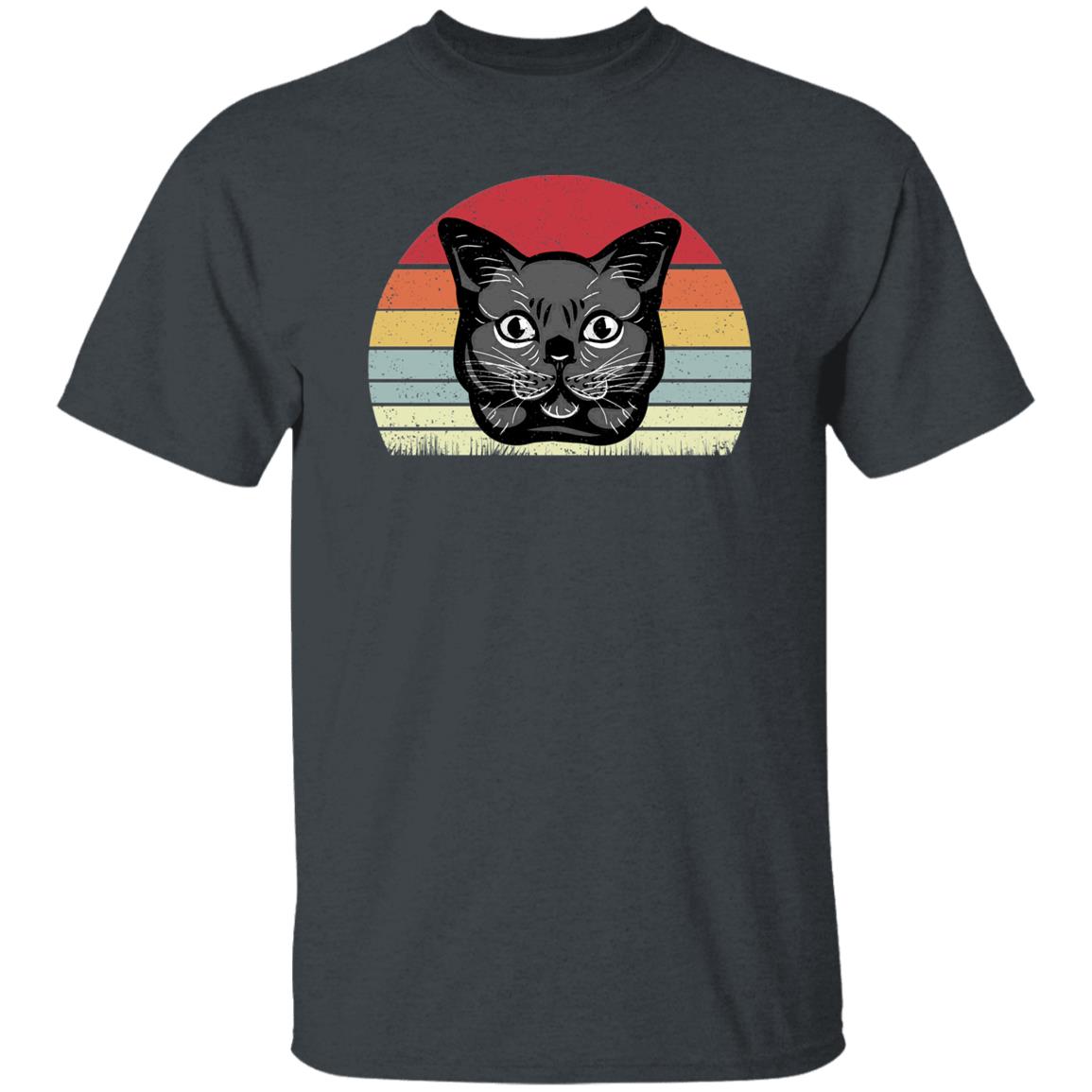 Cat Retro T-Shirt gift Trendy Black Cat mom cat dad Unisex Tee Black Navy Dark Heather-Family-Gift-Planet