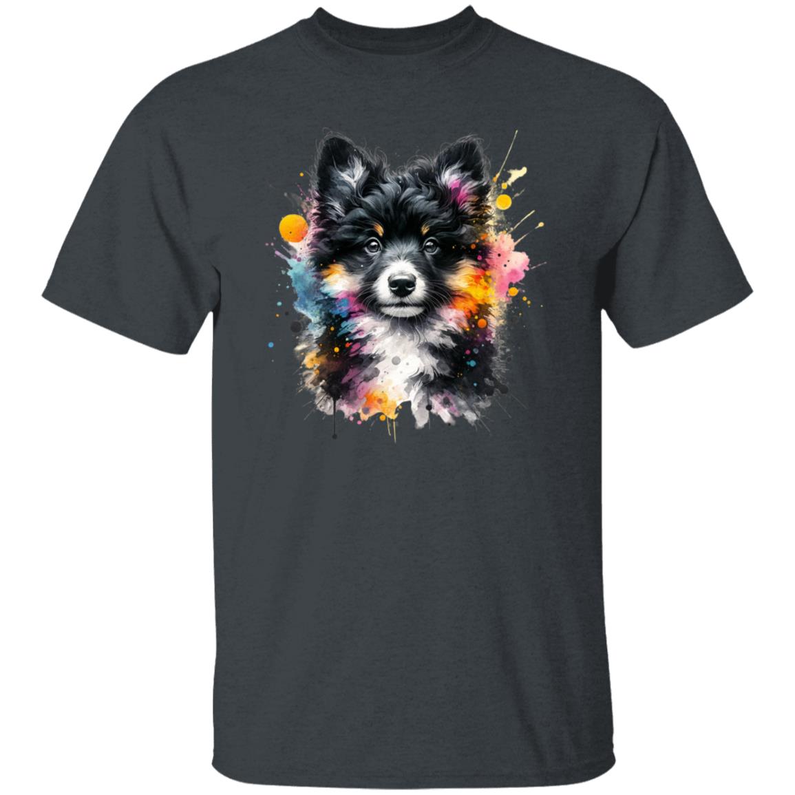 Artistic Mudi dog mama Color Splash Unisex T-shirt Black Navy Dark Heather-Family-Gift-Planet