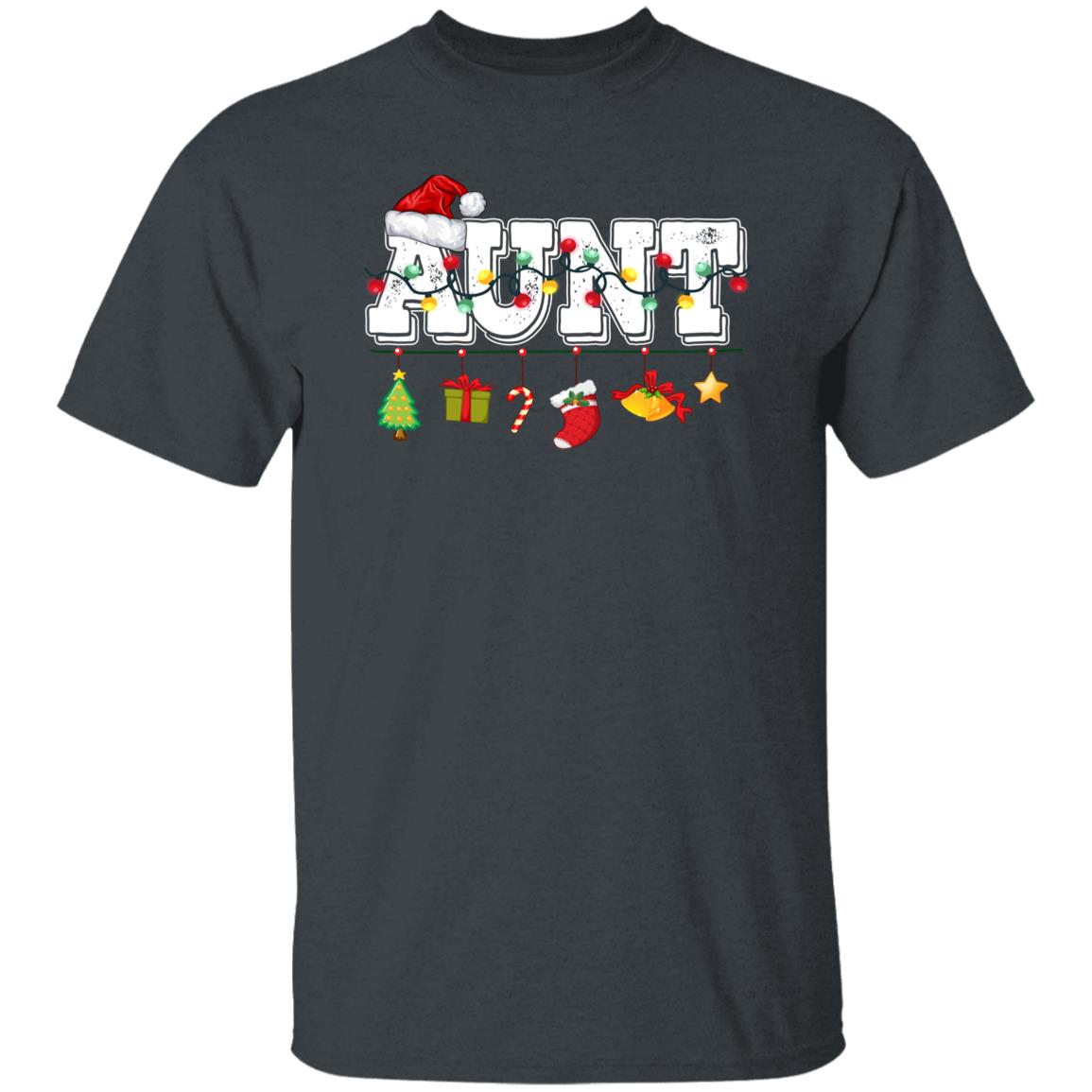 Aunt Christmas Unisex Shirt Auntie Holiday tee Black Dark Heather-Family-Gift-Planet