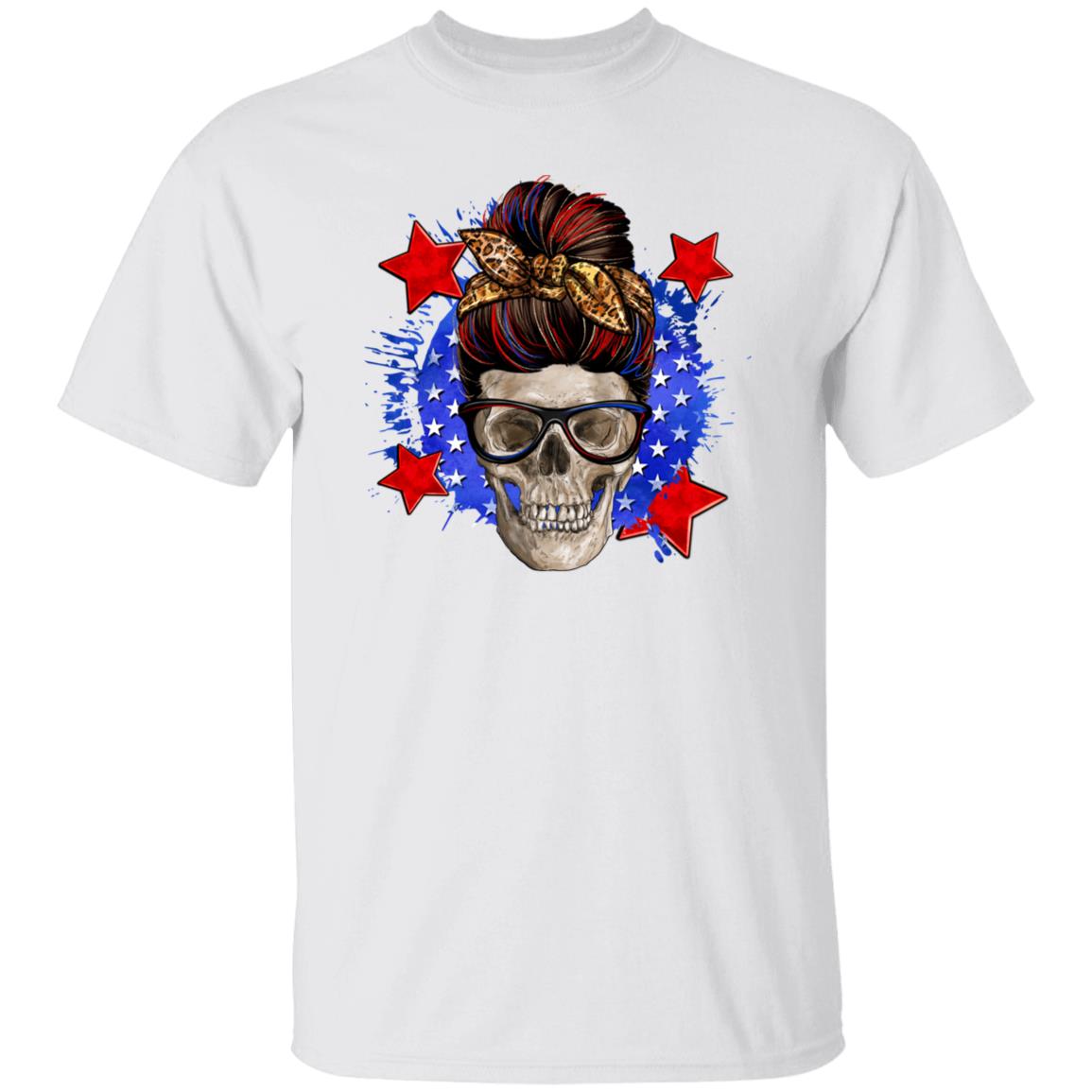 American mom skull T-Shirt July 4th skull mama Unisex tee White Sand Grey-Family-Gift-Planet