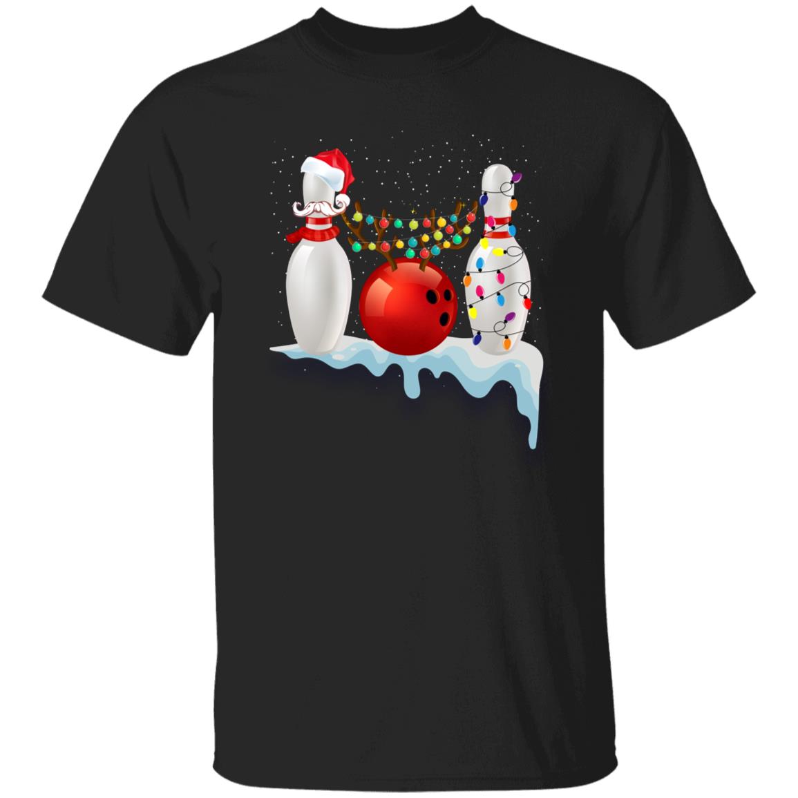 Bowling Christmas Unisex shirt bowler Holiday tee Black Dark Heather-Family-Gift-Planet