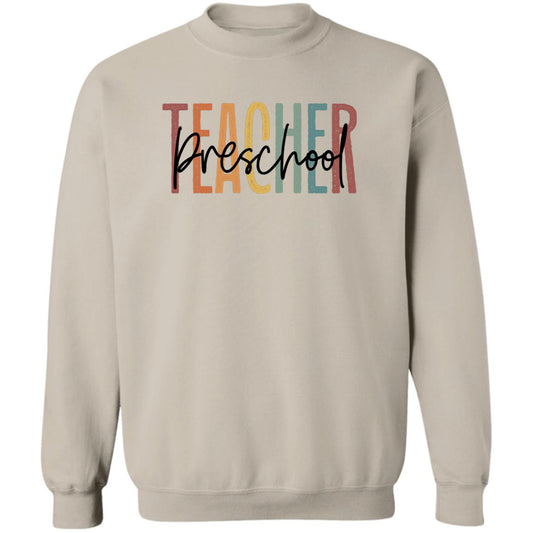 Preschool teacher Sweatshirt Crewneck Unisex Gildan Sand Ash S-2XL-Sand-Family-Gift-Planet