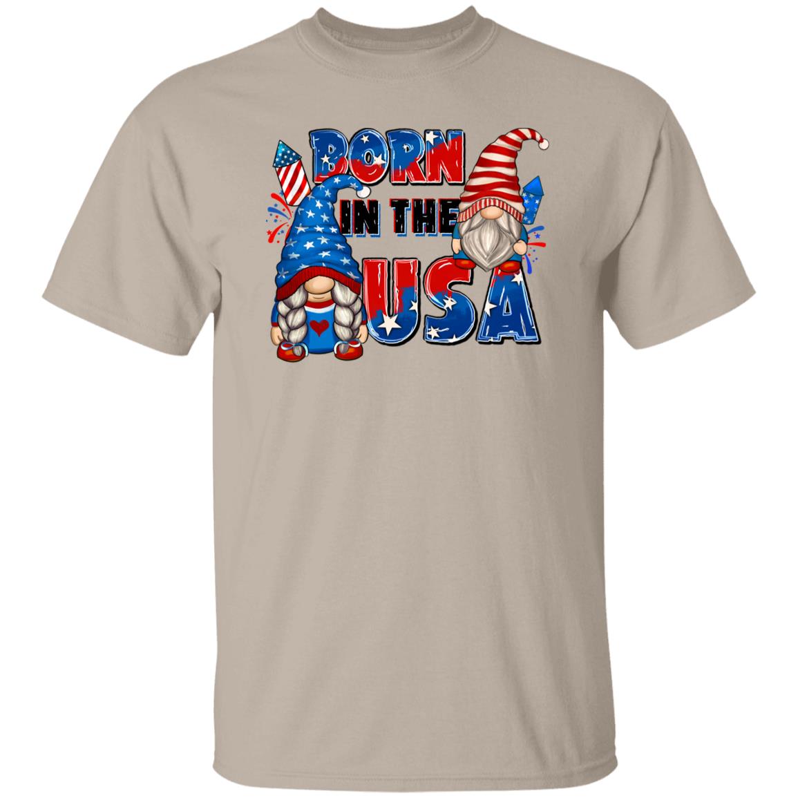 Born in the USA T-Shirt American patriotic July 4th Unisex tee Sand White Sport Grey-Family-Gift-Planet