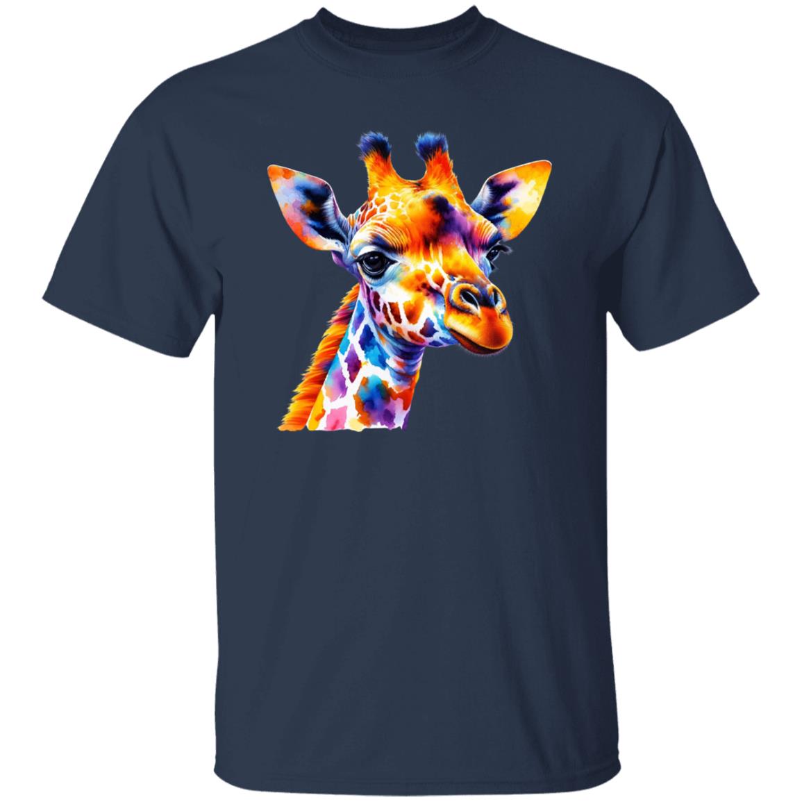 Artistic Giraffe vibrant colorful Unisex T-shirt Black Navy Dark Heather-Family-Gift-Planet