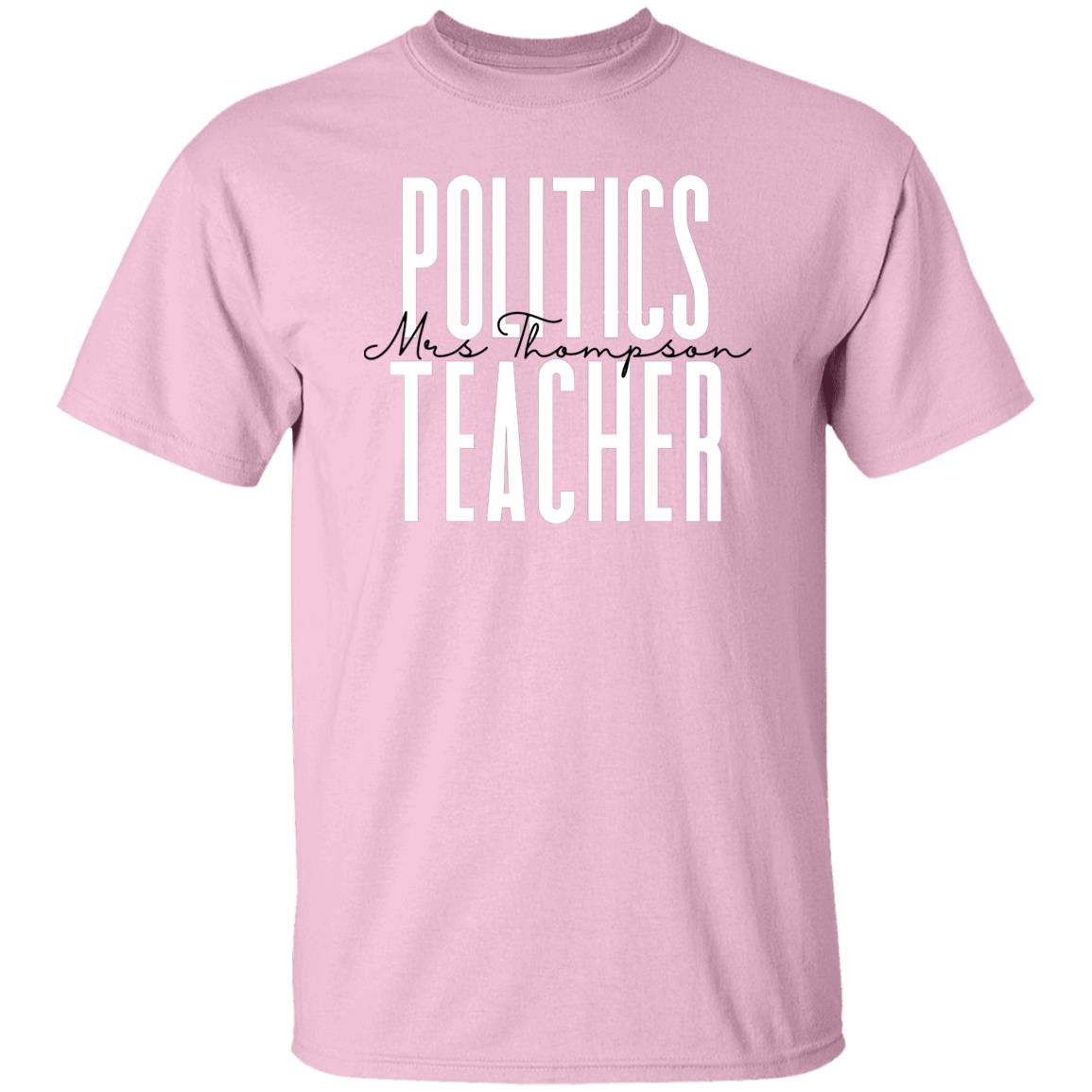 Personalized Politics teacher T-shirt gift Custom Politics science professor Unisex Tee Sand Pink Light Blue-Family-Gift-Planet