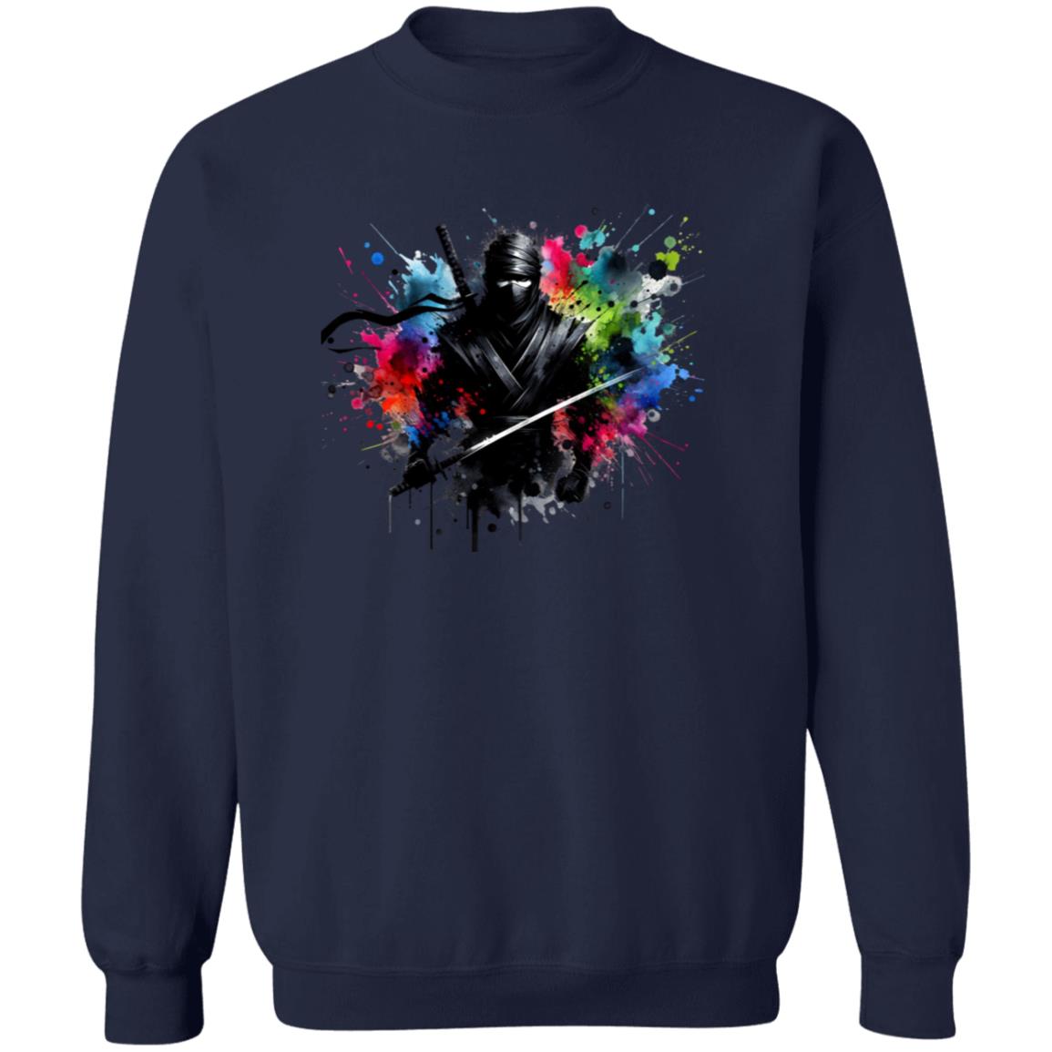 Ninja Color Splash Unisex Sweatshirt Ninja in the dark Black Navy Dark Heather-Family-Gift-Planet