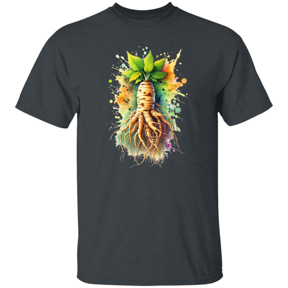 Artistic Ginseng Root Color Splash Unisex T-shirt Black Navy Dark Heather-Family-Gift-Planet