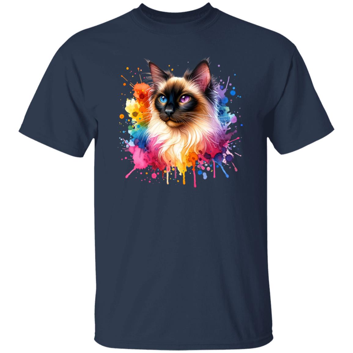 Balinese Cat Color Splash Unisex T-Shirt Black Navy Dark Heather-Family-Gift-Planet