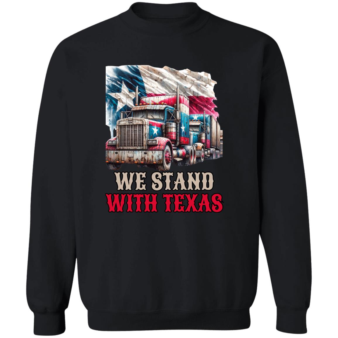 We stand with Texas Unisex Sweatshirt border truck Texas black-Family-Gift-Planet