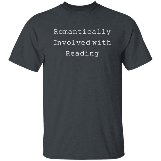 Romantically involved with reading Unisex Tshirt reader tee Black Dark Heather Navy-Dark Heather-Family-Gift-Planet