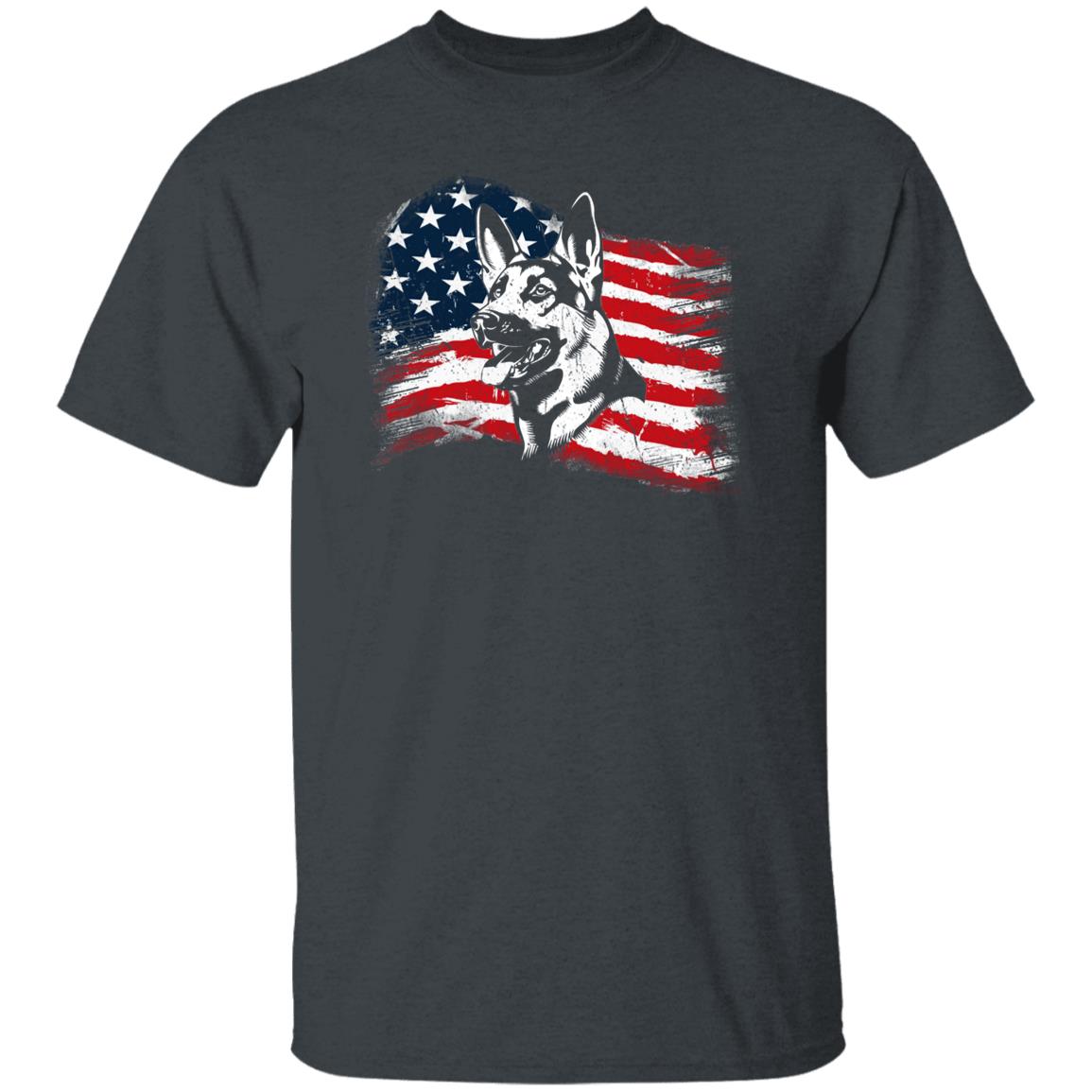 American Flag Herman Shepherd T-Shirt gift US flag Dog owner Unisex tee Black Navy Dark Heather-Dark Heather-Family-Gift-Planet