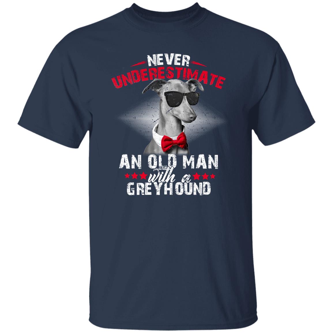 Never underestimate an old man with a greyhound Unisex t-shirt gift-Navy-Family-Gift-Planet