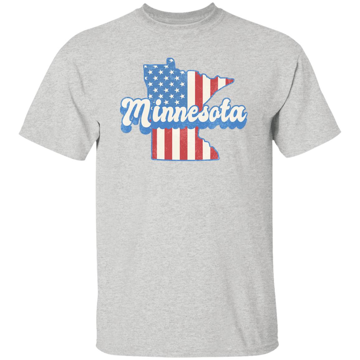 Minnesota US flag Unisex T-Shirt American patriotic MN state tee White Ash Blue-Ash-Family-Gift-Planet
