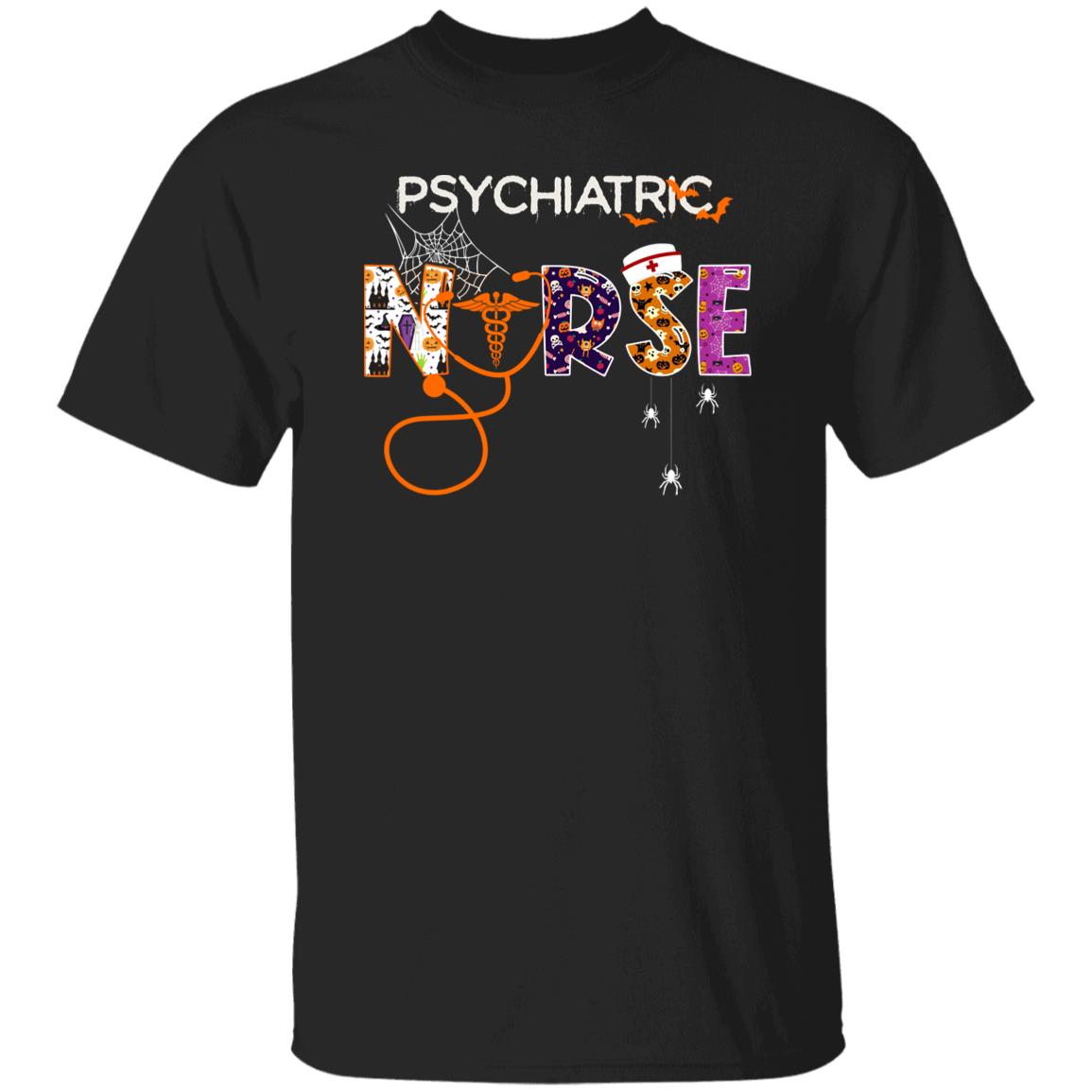 Psychiatric nurse Halloween Unisex T-Shirt Scary Spooky Psych nurse tee Black Dark Heather-Family-Gift-Planet